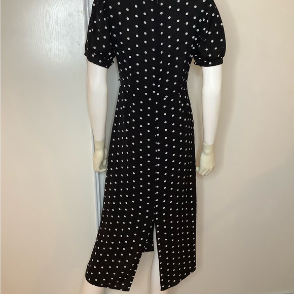 Forever 21 Black and White Polka Dot Midi Dress Size Small Square Neck - Picture 2 of 6